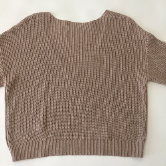 Lulus V Neck Sweater Womens Small Taupe Dolman Sleeves - Picture 9 of 11